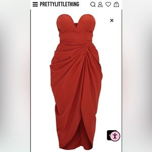 NWT Pretty Little Thing Rust Midi Dress